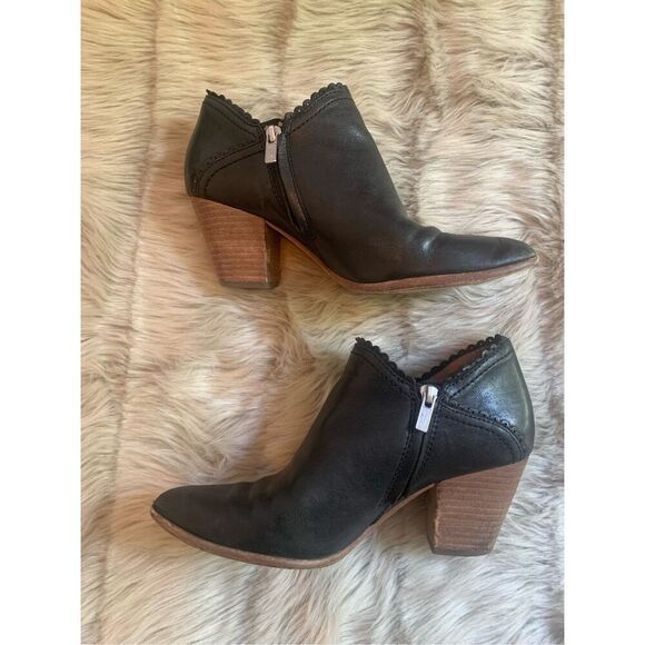 Frye Reed Scallop Leather Shootie Boots Black Size 8.5M - Picture 2 of 11